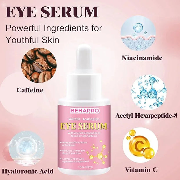Caffeine Eye Cream,Dark Circles Under Eye Treatment For Puffiness And Bags Under Eyes Wrinkles Dark Circles w/Eye Serum & ...