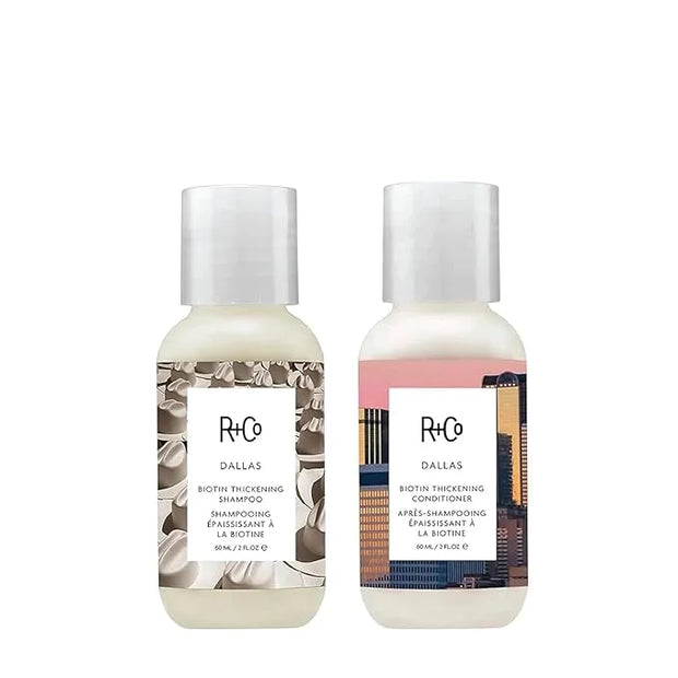 R+Co | Travel Size | Dallas Biotin Shampoo and Conditioner Set | TSA Approved | Weightless Hydration + Strengthens + Enhan...