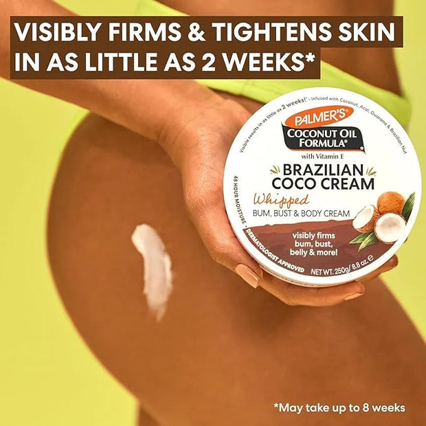 Palmer's Coconut Oil Formula Brazilian Coco Cream with Vitamin E, 8.8 Fl Oz, Whipped Bum, Bust & Body Cream, Helps with Sk...