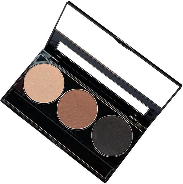 Matte Black, Medium Brown and Off White Vegan Eyeshadow Trio Palette; Talc, Paraben & Cruelty Free - Product Image
