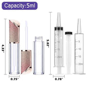 AMORIX 24 Pack 5ml Lip Gloss Tubes with Wand Lip Gloss Containers Lipgloss Supplies Kit with 2pcs Syringes + Labels for DI...