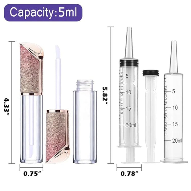 AMORIX 24 Pack 5ml Lip Gloss Tubes with Wand Lip Gloss Containers Lipgloss Supplies Kit with 2pcs Syringes + Labels for DI...