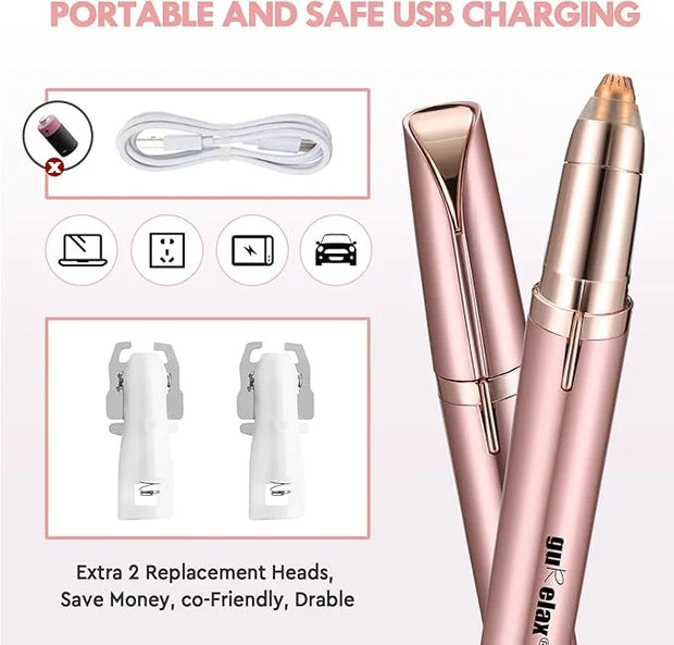 Gurelax Women's Electric Eyebrow Trimmer with Replacement Blades, Precision LED Light, Safe and Instant Painless Hair Remo...