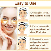 30Pcs Under Eye Collagen Patches, Moisturizing 24K Gold Eye Mask, Eye Patches for Puffy Eyes and Dark Circles, Under Eye M...