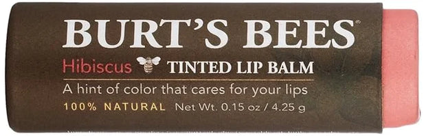 Burt's Bees 100% Natural Tinted Lip Balm, Hibiscus with Shea Butter & Botanical Waxes – 1 Tube - Product Image