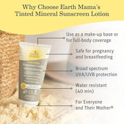 Earth Mama Tinted Mineral Sunscreen Lotion SPF 40, Contains Organic Argan and Red Raspberry Seed Oil, 3-Ounces