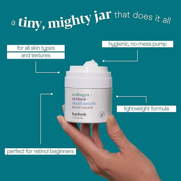 Baebody Collagen Retinol Snail Mucin Face Moisturizer with Hyaluronic Acid, Anti-Aging Face Cream for Fine Lines and Wrink...
