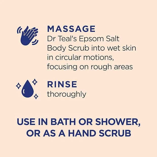 Dr Teal's Pink Himalayan Salt Body Scrub, Glow & Radiance with Pure Epsom Salt & Citrus Essential Oils 16 oz (Pack of 3) -...