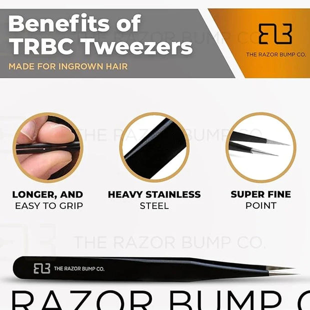 Tweezers For Ingrown Hair By The Razor Bump Co. | Sharp, Stainless Steel, Surgical | Professional Tweezers For Women and M...