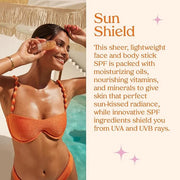 Kopari Sun Shield On-The-Glow Sheer Sunscreen Stick SPF 40, Sweat and Water Resistant Roll On Sunscreen For Face and Body ...