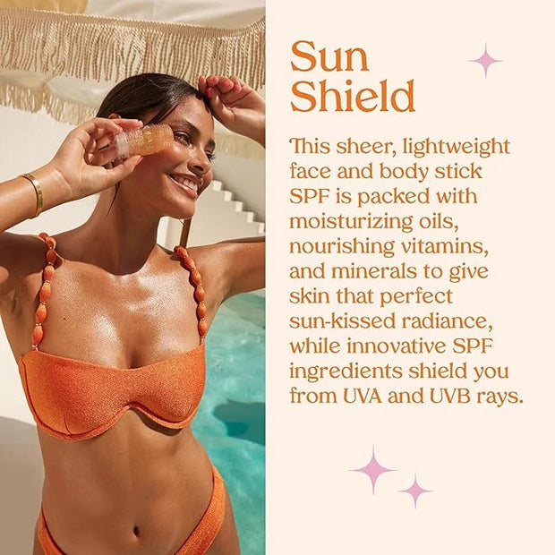 Kopari Sun Shield On-The-Glow Sheer Sunscreen Stick SPF 40, Sweat and Water Resistant Roll On Sunscreen For Face and Body ...