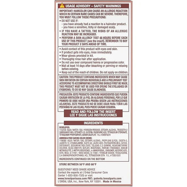 L’Oreal Paris Excellence Universal Nudes Permanent Hair Color, Ammonia Free Hair Dye for Gray Hair Coverage, 4N Natural Da...
