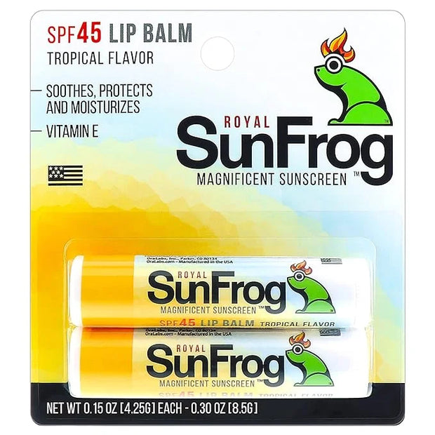 Royal SunFrog | 2-Pack Tropical Lip Balm with SPF 45 Sun Protection | Protects, Soothes, and Moisturizes with Vitamin E an...