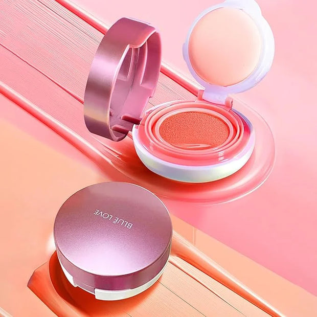 BLUE LOVE Cushion Liquid Blush - Silky Cheek Tint with Mirror, Natural Enhancer for a Radiant Finish, Contours & Highlight...