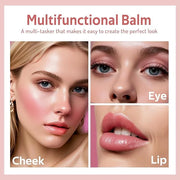 Multi Cream Blush & Blush Brush Set, Korean Makeup Blush for Cheeks, Multi-Use Face Balm, Lightweight & Hydrating, Blendab...