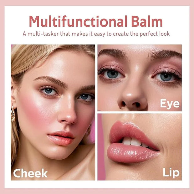 Multi Cream Blush & Blush Brush Set, Korean Makeup Blush for Cheeks, Multi-Use Face Balm, Lightweight & Hydrating, Blendab...