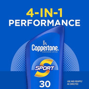 Coppertone SPORT Sunscreen SPF 30 Lotion, Water Resistant Sunscreen, Body Sunscreen Lotion, 7 Fl Oz