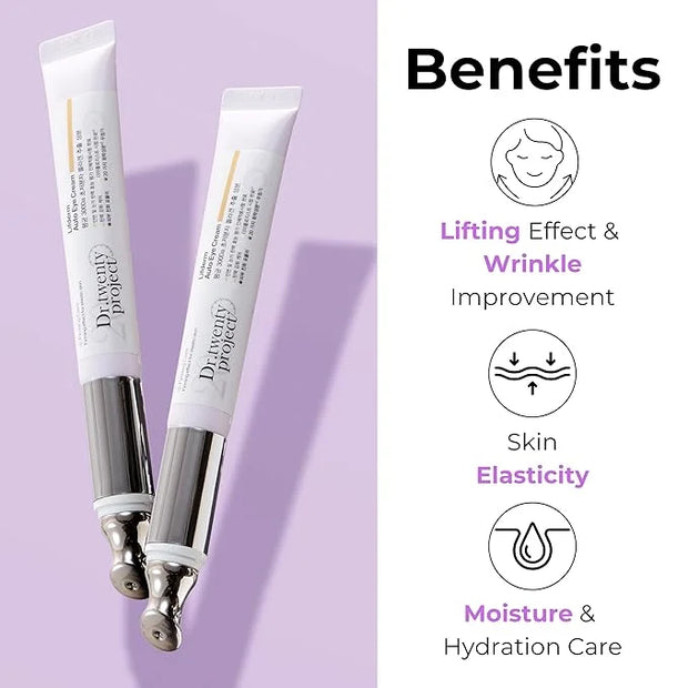 Collagen Lifting Eye Cream with Vibrating Massage Head for Wrinkles, Fine Lines, and Puffy Eye Bags-Under Eye Cream for Da...