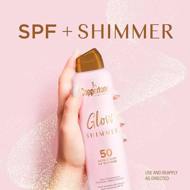 Coppertone Glow with Shimmer Sunscreen Spray SPF 50, Water Resistant Spray Sunscreen, Broad Spectrum SPF 50 Sunscreen Pack...