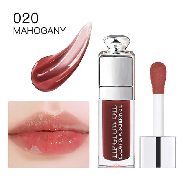 Hydrating Lip Glow Oil-Lip care oil- Lip Oil Tinted for Lip Care and Dry Lips-Prevents Dry Cracked-Non-sticky Big Brush He...