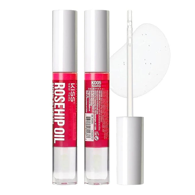 3 PACK Lip Oil Gloss, Hydrating Non-Sticky Lip Oil, 100% Natural Oil Clear Lip Gloss, Lightweight Lip Moisturizer (Rosegol...
