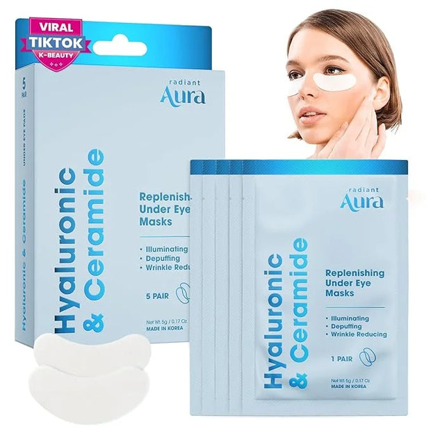 Under Eye Patches with Hyaluronic & Ceramide- Dermatologist Tested Korean Eye Gel Patches for Dark Circles & Puffiness -Il...