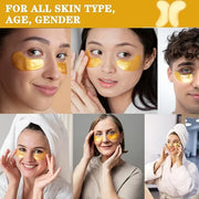 24K Gold Under Eye Patches, 100 Pairs Gold Collagen Under Eye Mask Skincare for Puffiness Eyes Dark Circles Treatments, Rr...