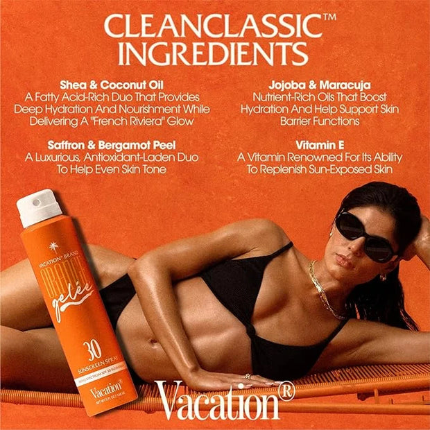Vacation Orange Gelée SPF 30 Sunscreen Spray Oil & Air Freshener Bundle, Tanning Oil with SPF, Suntan Lotion Spray, Transp...