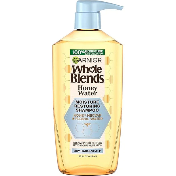 Garnier Whole Blends Honey Water Moisture Restoring Shampoo, Hair Care for Dry Hair and Dry Scalp with Honey Nectar and Fl...