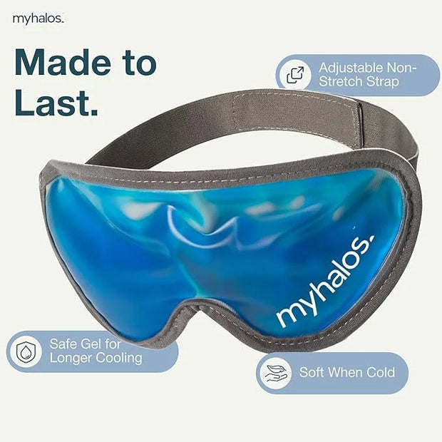 MyHalos® Gel Eye Mask - Reusable Cold Eye Mask with Adjustable Straps- Our Soothing Eye Gel Mask Helps Puffy Eyes, Dark Ci...