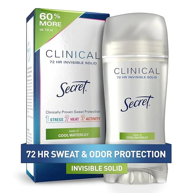Secret Clinical Strength Antiperspirant Deodorant for Women, 3X Stress Protection, 72hr Sweat & Odor Protection, PH Balanc...