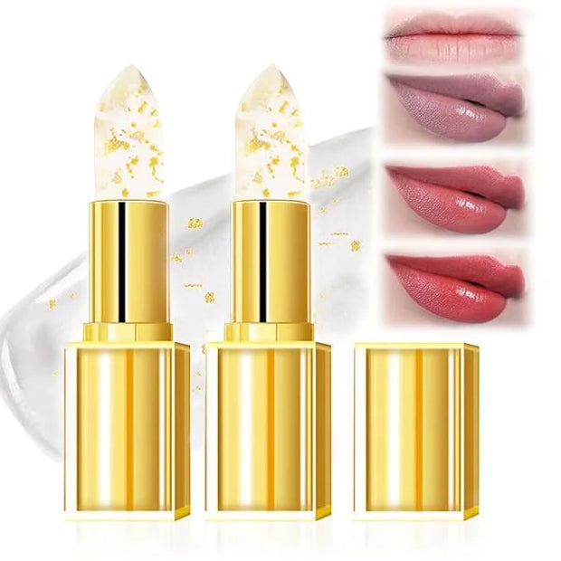 Transferproof Color Changing Lipstick, Gold Crystal Ph Lipstick Color Changing Lipsticks for Women Girls, Temperature Chan...