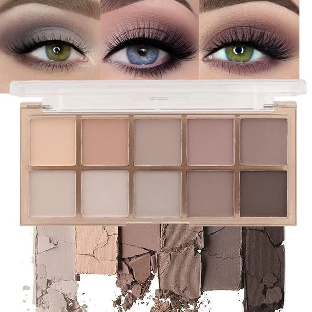 evpct 10 Colors Matte Nude Eye Shadow Palette Makeup for Older Women, Nude Brown Pink Cocoa Taupe Mauve Neutral Matte Crea...