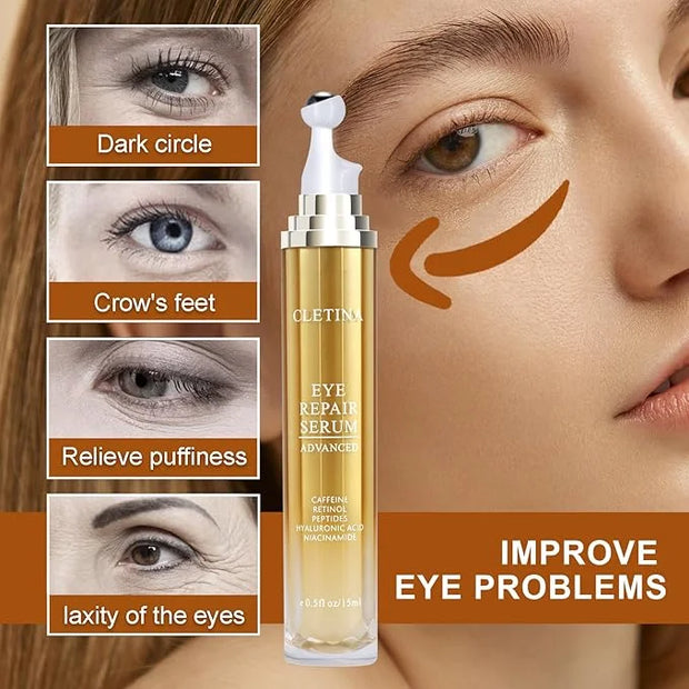 5% Caffeine Eye Serum With Roller For Dark Circles & Puffiness Bags Under Eye Treatment- Caffeine Eye Cream with 360° Mass...