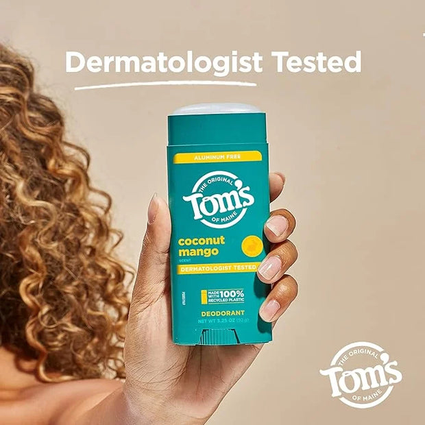 Tom's of Maine Coconut Mango Aluminum Free Natural Deodorant For Women & Men | Goes on Clear | Odor & Wetness Protection |...