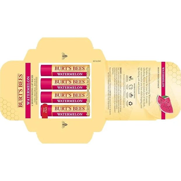 Burt's Bees 100% Natural Origin Moisturizing Lip Balm, Watermelon, 4 Tubes - Product Image