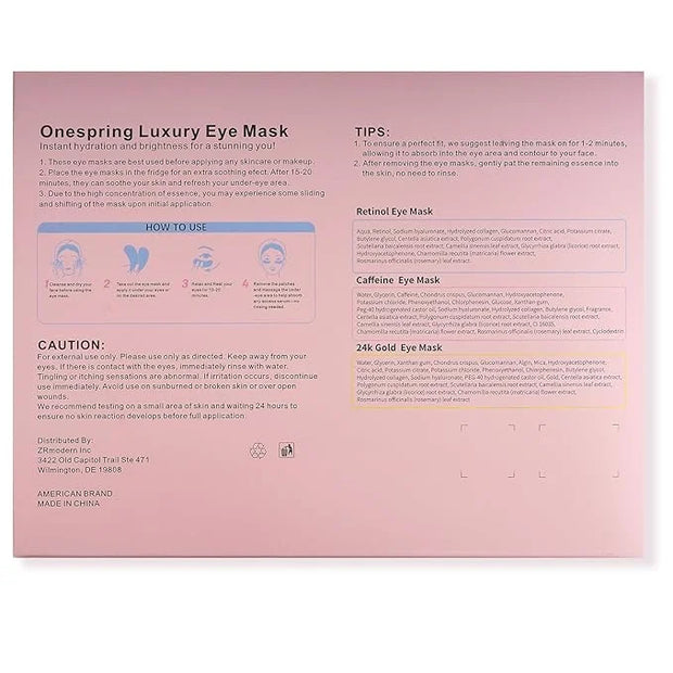 Eye Masks (24 Pairs) - Gifts for Her - Caffeine, 24K Gold and Retinol Under Eye Patches for Puffy Eyes, Dark Circles & Fin...