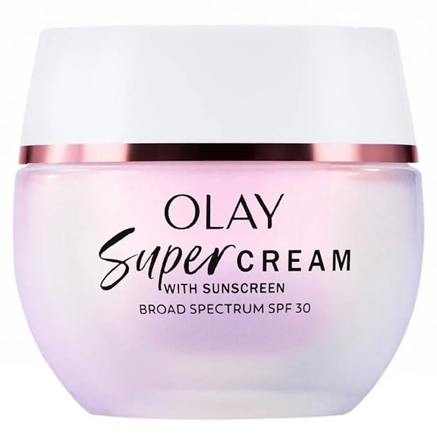 Olay Super Cream with Sunscreen SPF 30, 1.7 oz, Ultra Lightweight Face Moisturizer - Vitamin C & E, Hyaluronic Acid, Niaci...