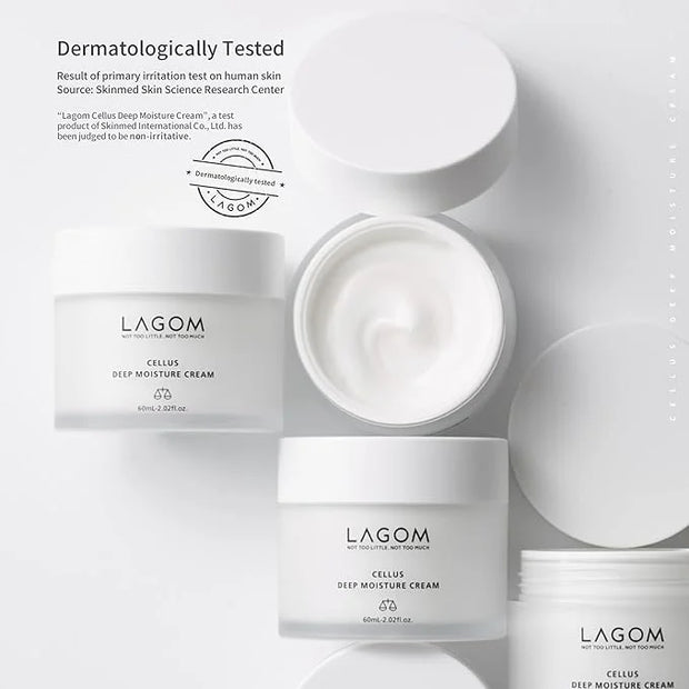 LAGOM Cellus Deep Moisture Cream Natural Moisturizer with Ceramide and D-Panthenol (B5) Snooth Hydrating Nourishing Protec...