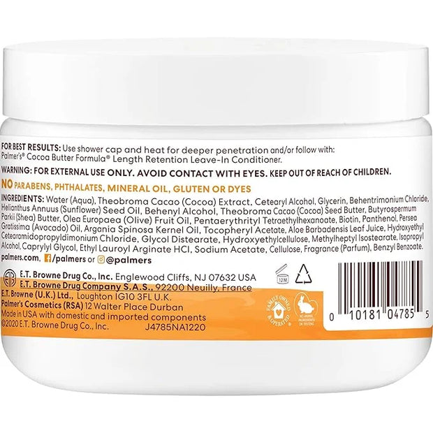 Palmer's Cocoa Butter & Biotin Length Retention Deep Conditioner, Strengthen, Nourish and Restore Elasticity and Shine, Su...