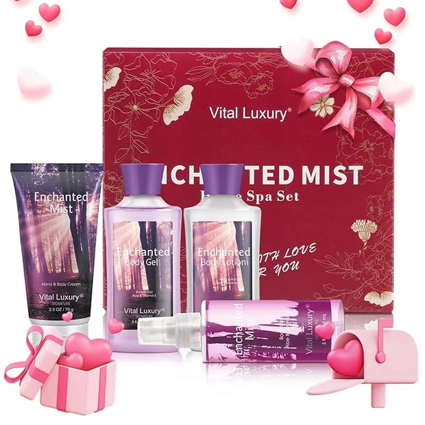 Bath & Body Kit, 3 Fl Oz, Ideal Skincare Gift Home Spa Set, Includes Body Lotion, Shower Gel, Body Cream, and Fragrance Mi...