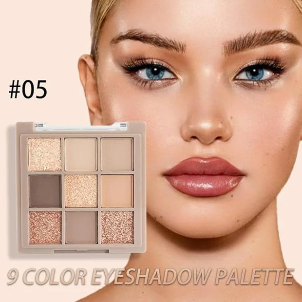 Eye Shadow Palette Makeup,9 Colors Gold Matte Shimmer Vegan Eyeshadow,Highly Pigmented Long Lasting Waterproof Naturing-Lo...