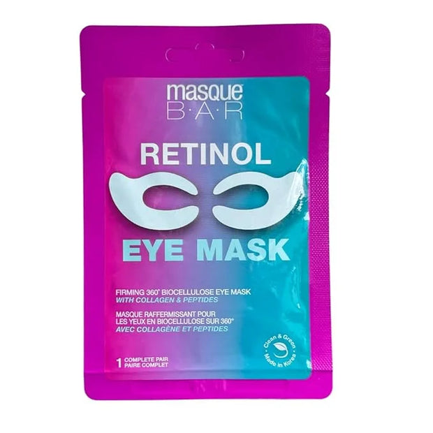 masque BAR Firming 360 Degree Bio Cellulose Retinol Eye Mask - Anti-Wrinkle Eye Patches with Collagen, Peptides, and Hyalu...