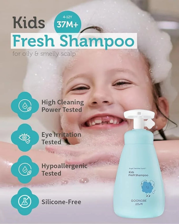 Kids' Fresh Shampoo - Korean Kids Scalp Purifying Shampoo - Gentle Deep Cleansing for Oily, Smelly Scalps - Low pH & Silic...