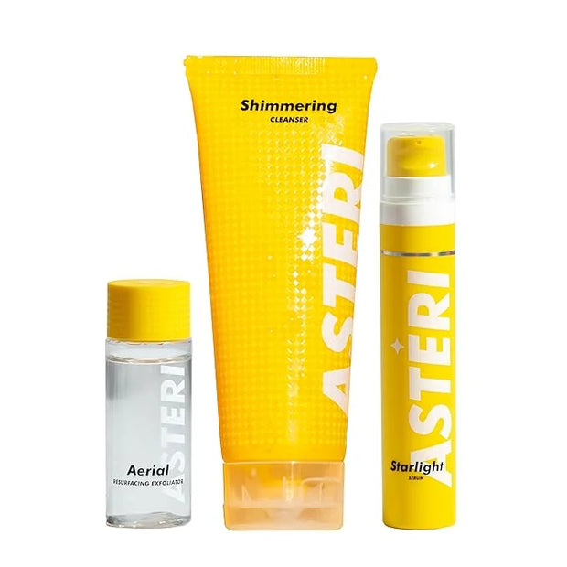 Alumni Skincare Clean Essentials Bundle of 3 - Shimmering Cleanser, Aerial Resurfacing Exfoliator and Starlight Serum Bund...