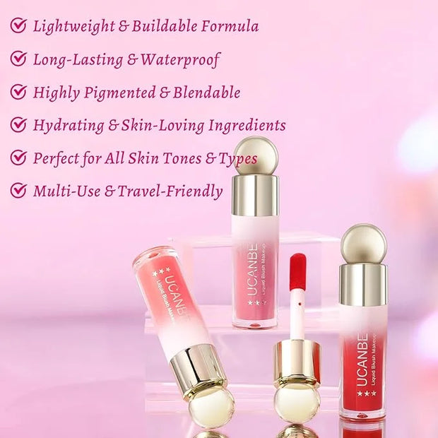 UCANBE 3PCS Liquid Blush Makeup Set – Dewy Cream Cheek Tint for Face – Blendable Long-Lasting Lightweight Natural Flushed ...