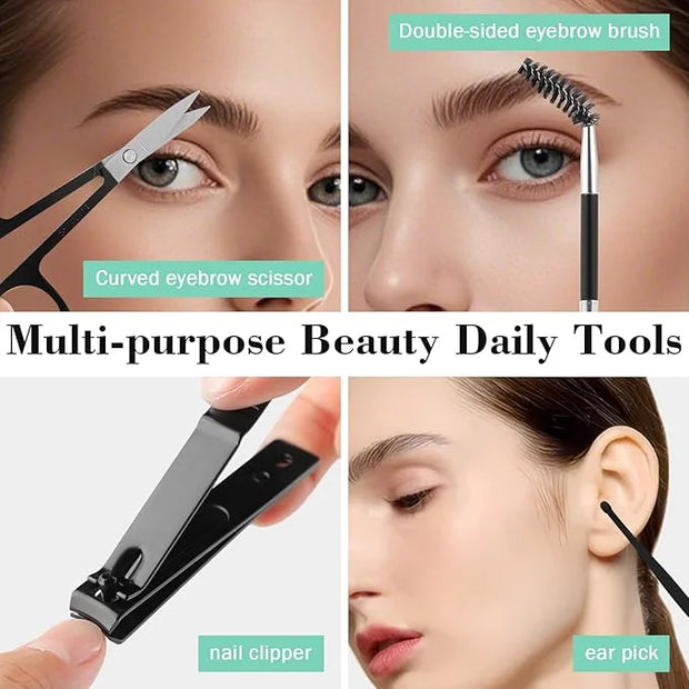 Tweezers Set, Hyxhappy 9 pcs Professional Stainless Steel Tweezers Kit for Facial Hair, Great Precision Eyebrow Plucke Twe...