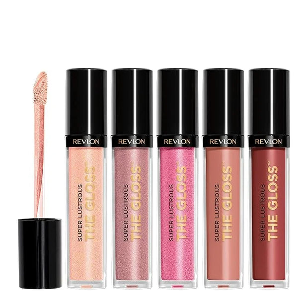 Revlon Super Lustrous The Gloss, 5 Piece Lipgloss Gift Set, Non-sticky High Shine Color in Cream & Pearl Finishes, Pack of...