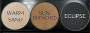Metallic Shimmer Off White, Gold Bronze Brown, and Glitter Black Vegan Eyeshadow Trio Palette; Talc, Paraben & Cruelty Fre...