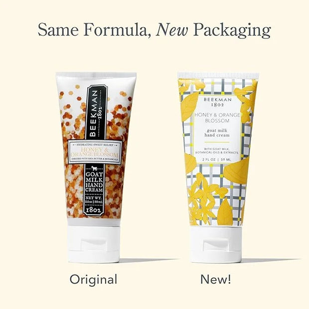 Beekman 1802 Pure Goat Milk Hand Cream, Honey & Orange Blossom - Scented - 2 oz - Moisturizing Lotion for Dry Skin - Anti-...